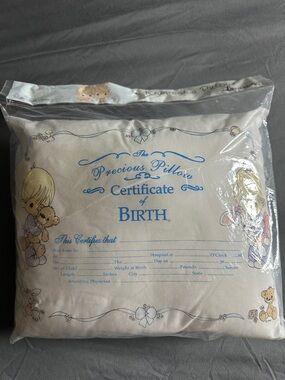 KEEPSAKE the Label Precious Pillow Certificate of Birth - White and Blue